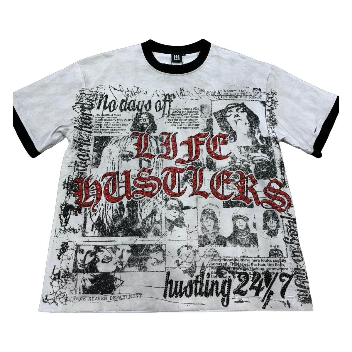 Life Hustlers Newspaper Tee — White