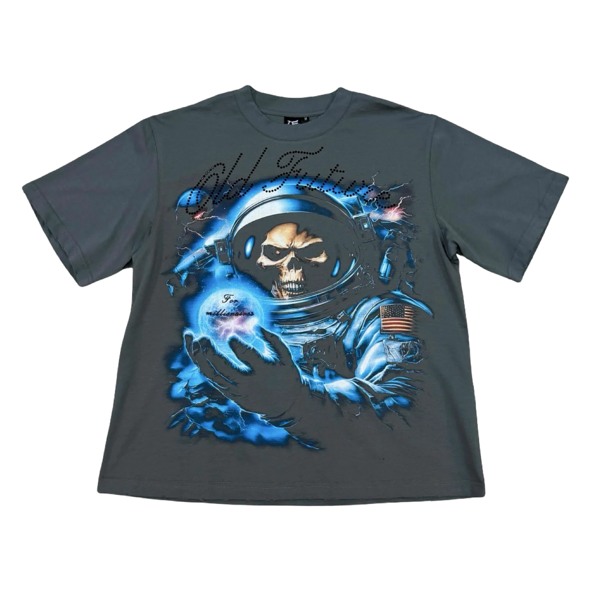 Life Emotion Blue Skull Tee — Grey