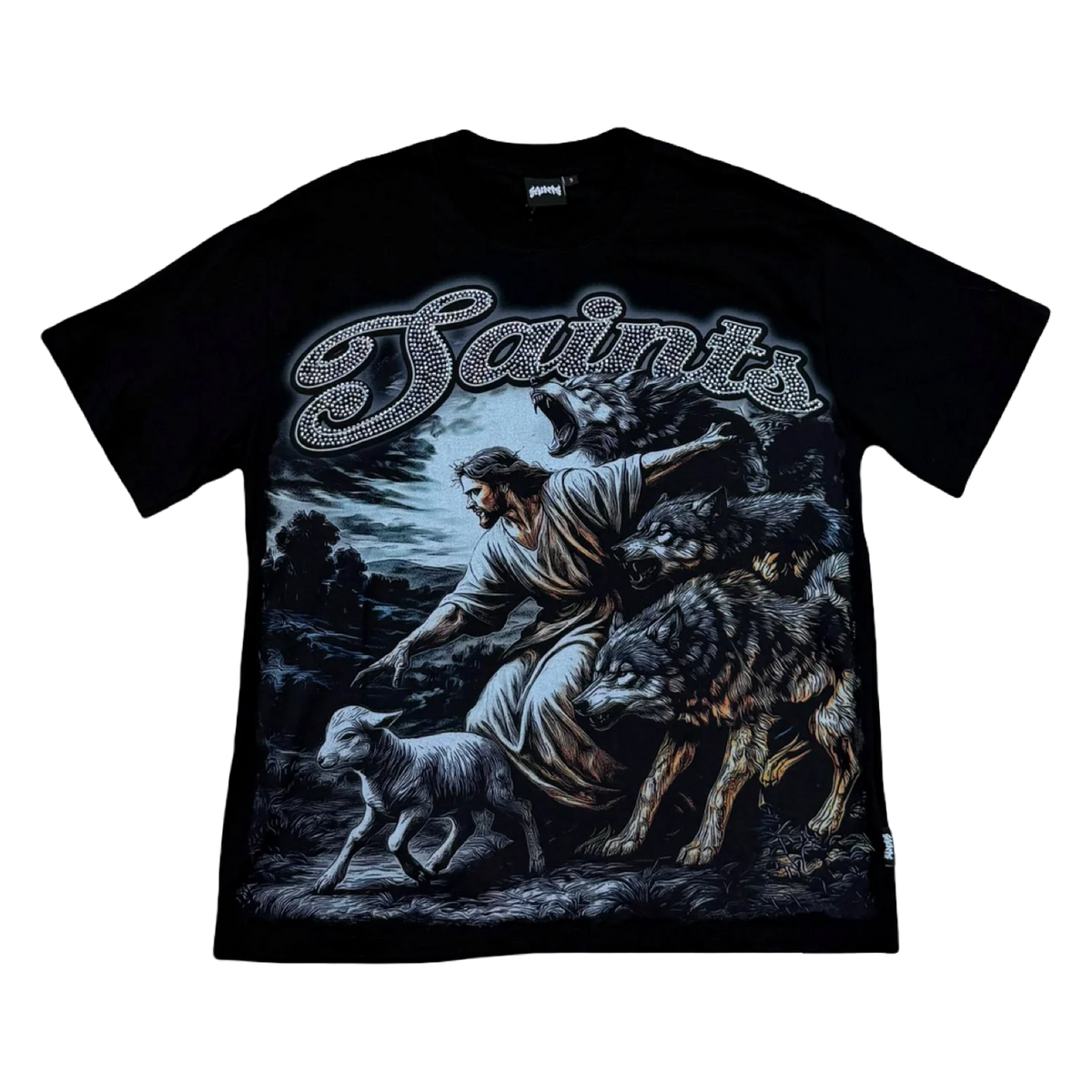 Saints Skeleton Rider Tee — Black