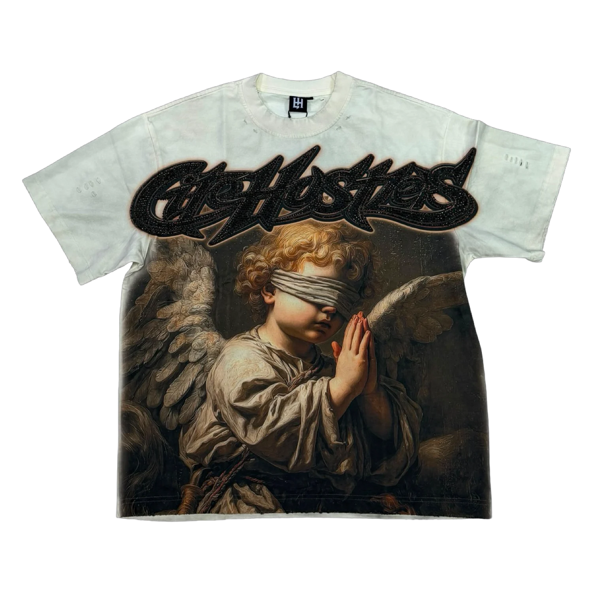 Life Hustlers Blindfolded Angel Tee — Cream