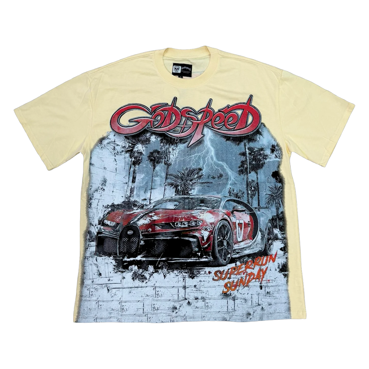 Godspeed Lightning Car Tee — Cream
