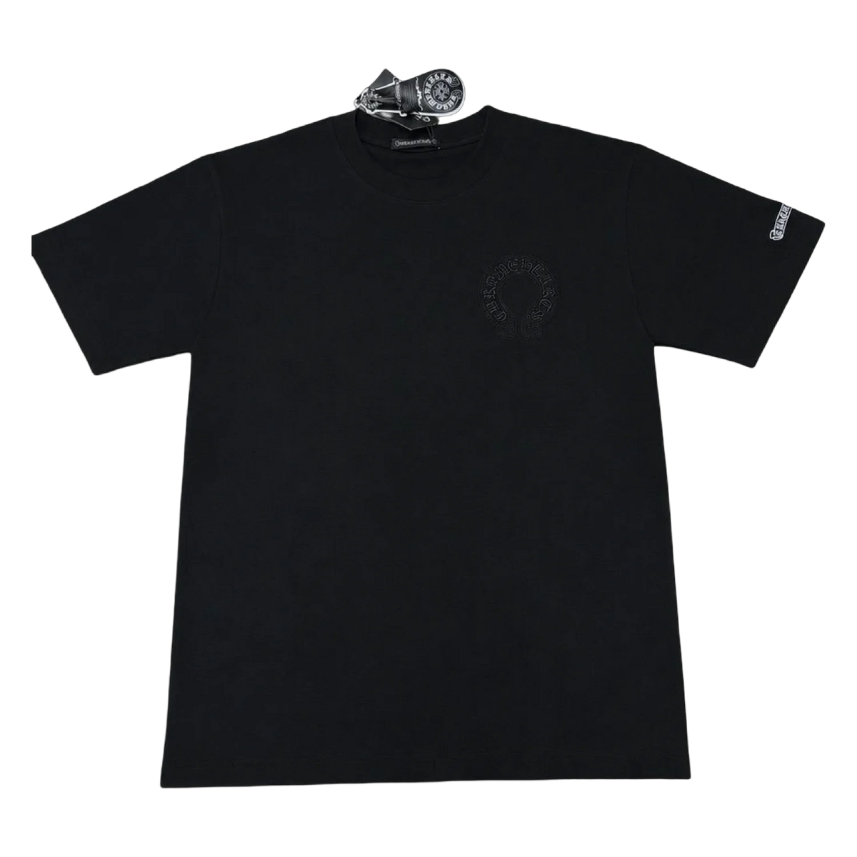 Rhinestone Emblem Tee — Black