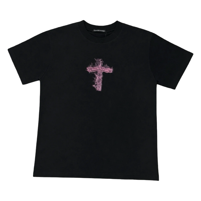 Pink Rhinestone Cross Tee — Black