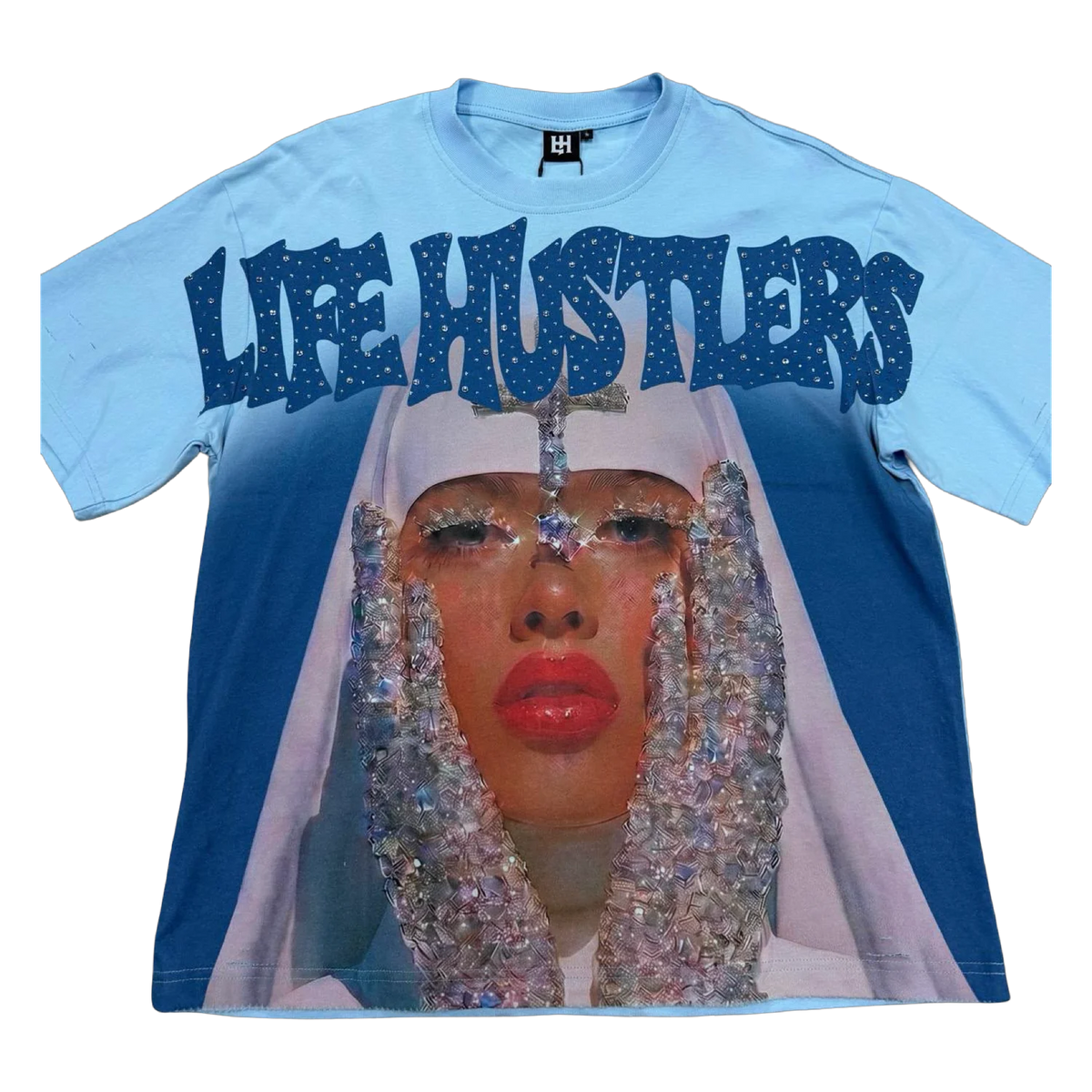 Life Hustlers Nun Tee — Light Blue