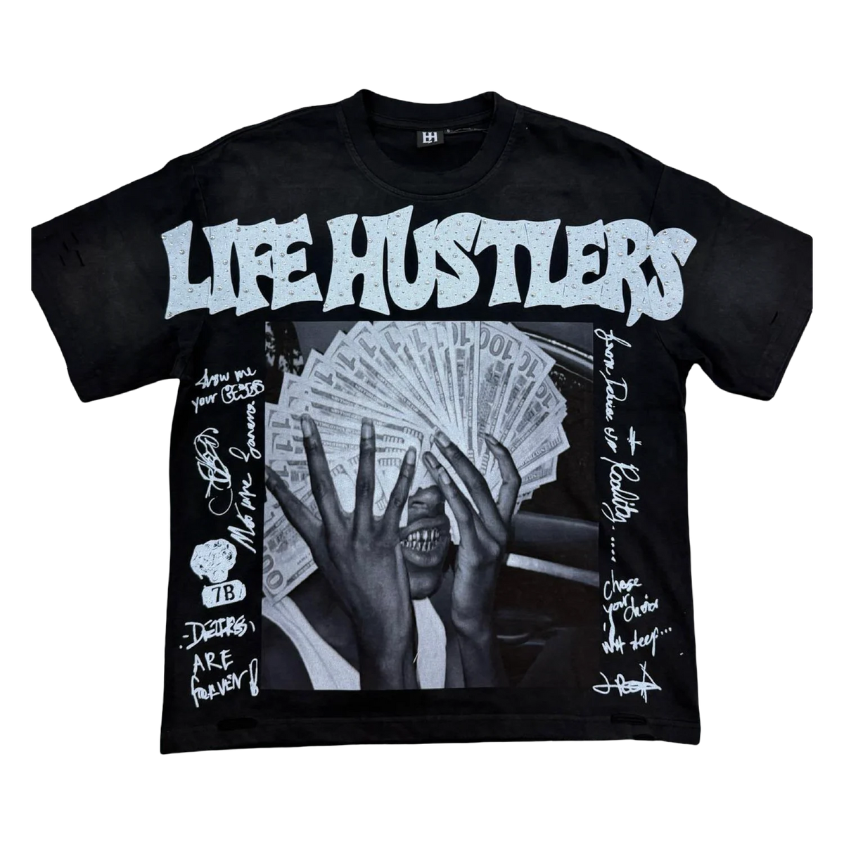 Life Hustlers Money Hands Tee — Black