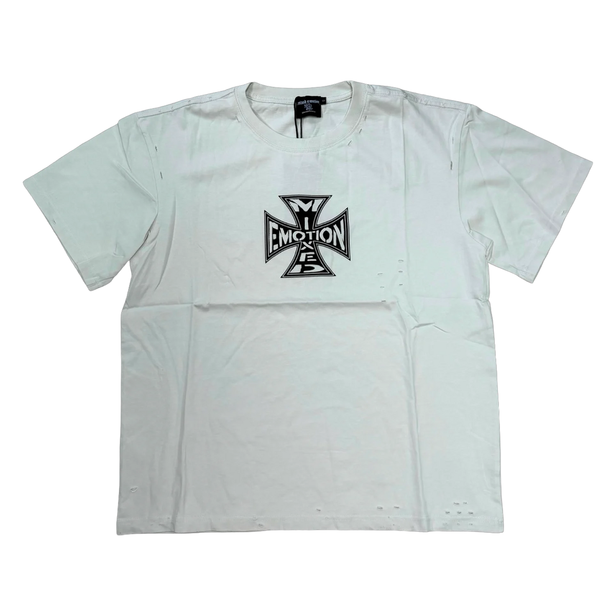 Mixed Emotion Cross Logo Tee — White