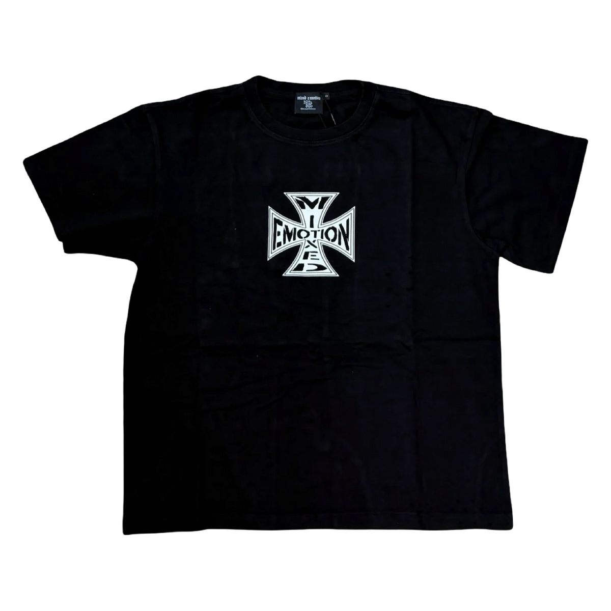 Mixed Emotion Cross Logo Tee — Black