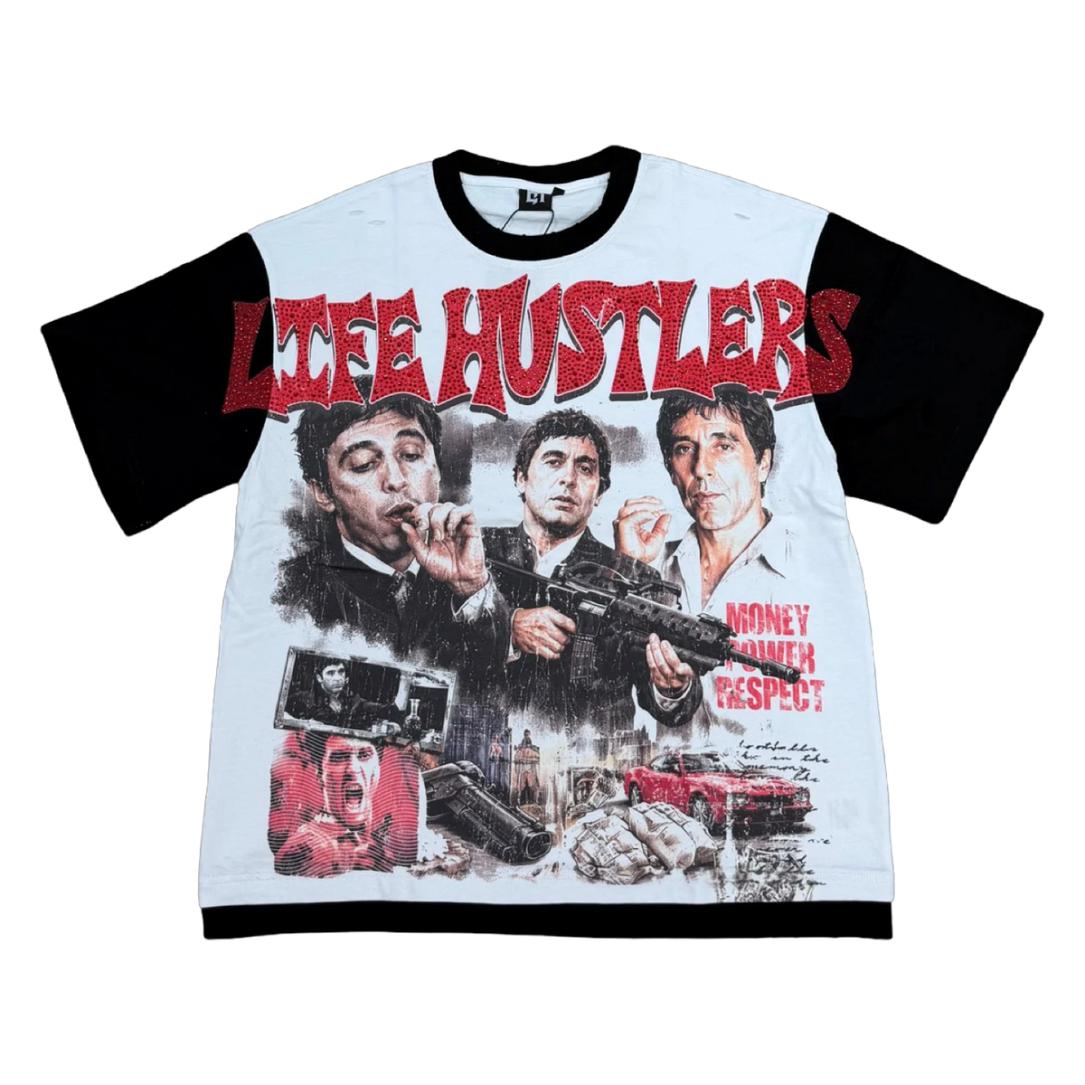 Life Hustlers Movie Collage Tee — White