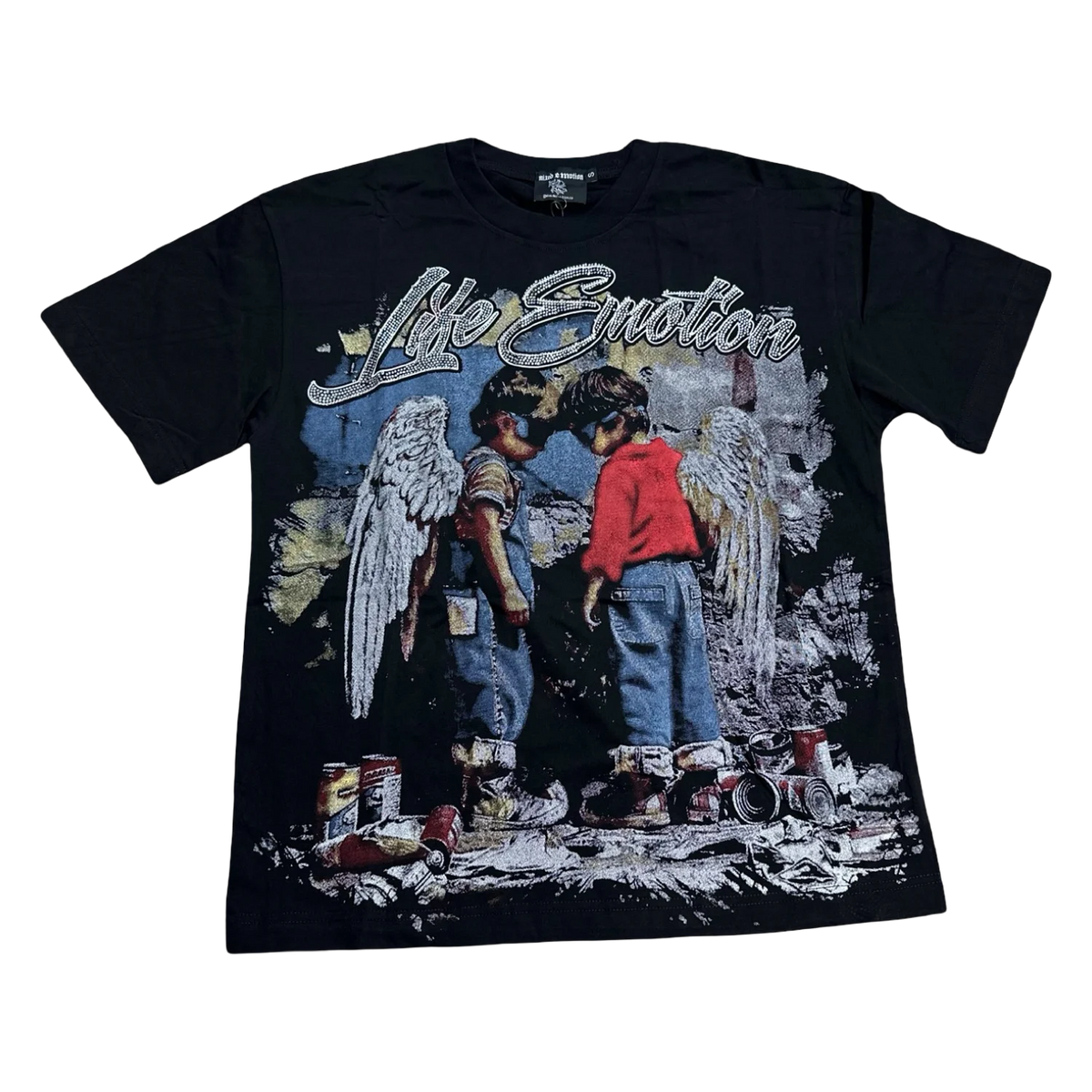 Life Emotion Angel Boy Tee — Black