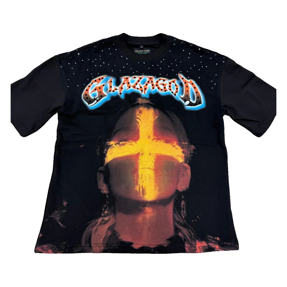 GlazagoD Gold Cross Tee — Black