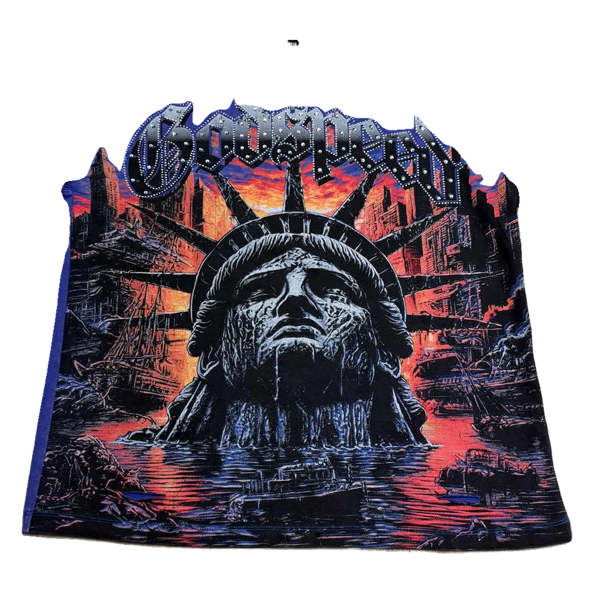 Godspeed Liberty Skull Tee — Washed Black