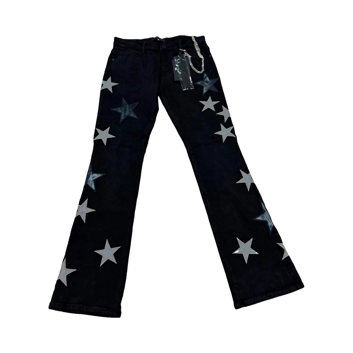 KDNK Star Patch Flare Jeans — Black