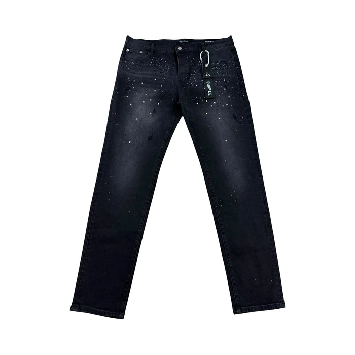 Purple Rhinestone Fade Straight Jeans — Black