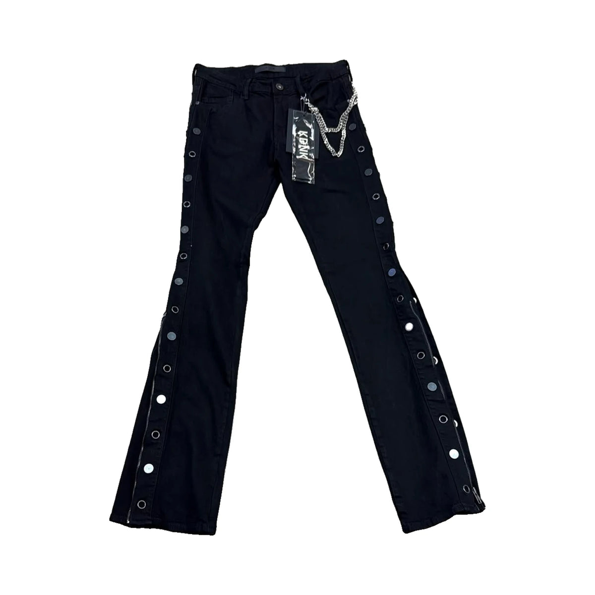 KDNK Side Snap Flare Jeans — Black