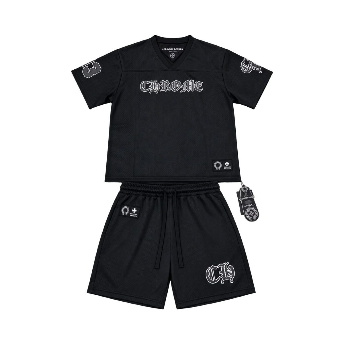 Chrome Hearts Gothic Mesh Short Set — Black
