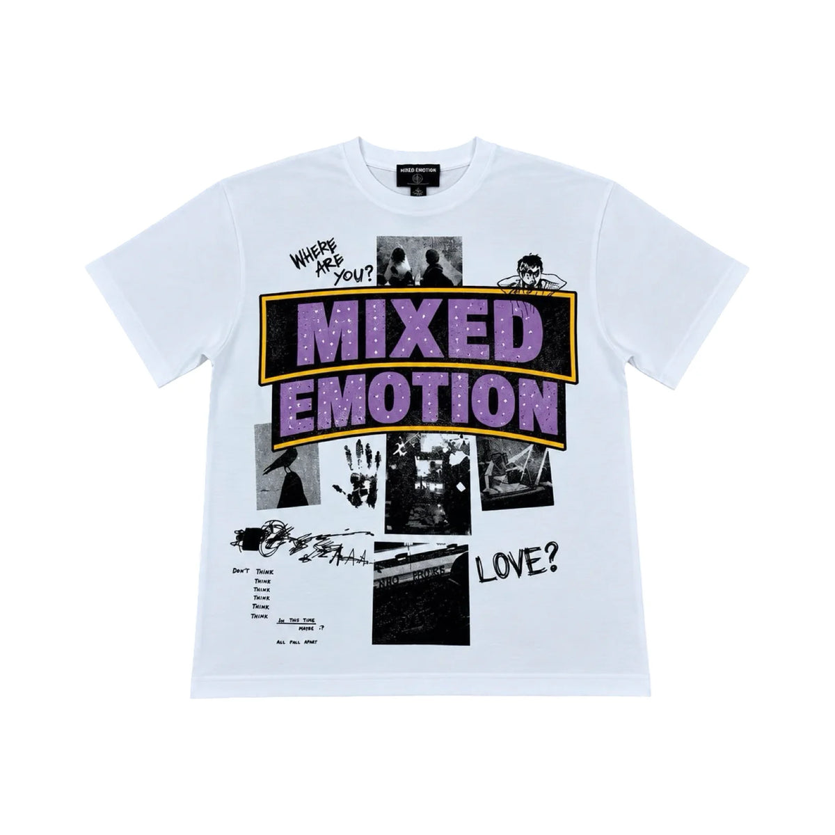 Mixed Emotion Love Collage Graphic Tee — White